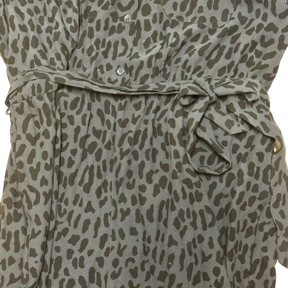 Rails Callan Jumpsuit Women's Size L Azure Blue Leopard Print Pockets Tie Waist - Picture 3 of 8